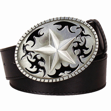 Cinturón de cuero con hebilla de metal para hombre, con patrón de pentagrama, de estilo punk rock 2024 - compra barato