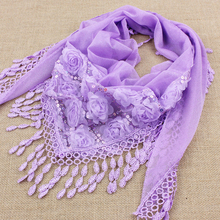 1pcs Female Women Tassel Shawls and Scarves Autumn Women Silk Flower Lace Triangle Pendant Scarf Fashion Women Scarf 2024 - buy cheap
