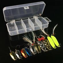 Acessórios de pesca luminosos para pesca, isca de colher de metal de 10 lâmpadas para pesca de carpa, caixa de equipamento de pesca 2024 - compre barato