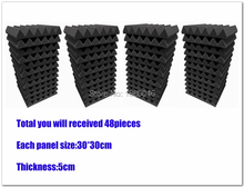 Free shipping New 48pieces black color 30*30*5cm Acoustic Wedge Studio Soundproofing Foam Soundproof foam acoustic foam in stock 2024 - buy cheap