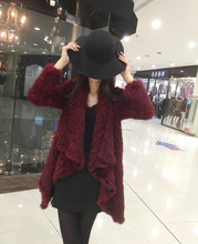 genuine real natural knitted rabbit fur coat women fashion knit fur jacket female winter jacket outwear 2024 - buy cheap