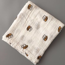 Детское летнее хлопковое однослойное полотенце из муслина для новорожденных с геометрическим узором детское одеяло для пеленания 120х120см 2024 - купить недорого
