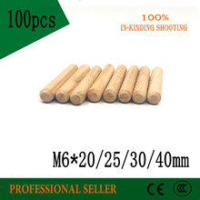 100pcs M6*20 M6*25 M6*30 M6*40 Twill Hardwood Round  Wood Wooden Dowel Pins Cabinet Drawer Round Fluted Craft  Rods Furniture 2024 - buy cheap