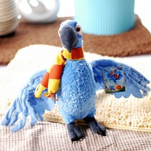 Papagaio de pelúcia azul do filme rio, brinquedo de papagaio adorável médio com 38cm para meninos 2024 - compre barato