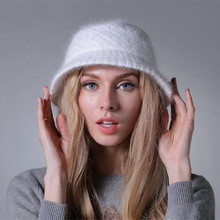 2021 NEW Autumn and winter wool knitted bucket hat winter Warm hat women winter fur hat cap 2024 - buy cheap
