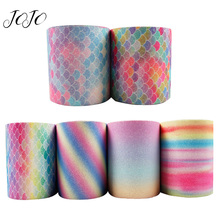 JOJO BOWS 75mm 2y Sparkly Thin Glitter Ribbon For Craft Rainbow Mermaid Tape For Needlework DIY Hair Bow Apparel Sewing Material 2024 - buy cheap