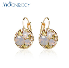 MOONROCY Free Shipping Zirconia Jewelry wholesale Austrian Crystal Earring Rose Gold Color earrings fashion Earring women's 2024 - buy cheap