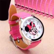 New Arrival Fashion Leather Cute Minnie Desgin Kids Watch Cartoon WristWatch Student Horlog Relogio Kol Saati 2024 - buy cheap