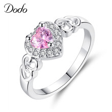 Anéis românticos de zircônia cúbica rosa, coração vazado, cor de prata, anel de joia para noivado para mulheres, joias de presente de casamento feminino r455 2024 - compre barato