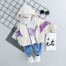 New Toddler Baby Boy Girl Zipper Hooded Coat Jeans Clothing Sets Patchwork Baby Boy Casuall Outwear Suit 1 2 3 4Y 2024 - buy cheap