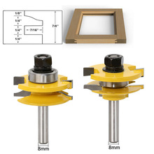 8mm Shank 2pcs Big Door & Stile Tenon Router Bit Set Door Cabinet Small household cymbal door frame for Wood Milling Cutter 2024 - buy cheap