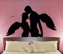 Los angeles casal romântico abraçando beijo vinil adesivos de parede mural arte decoração para casa moda quarto decalques Y-3 2024 - compre barato