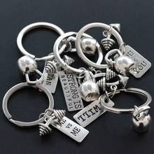 Mixed Weight Lifting Key Chain Trainer Gym Gifts Kettlebell Barbell Charm Motivation I CAN I WILL Bodybuilder Crossfit Keychain 2024 - buy cheap