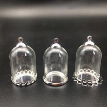 1 Juego de frascos de vidrio de tubo hueco de 25x18mm con base de ajuste plateada, juego de tapas de cuentas, frascos de vidrio colgantes, accesorios de joyería 2024 - compra barato