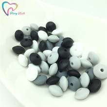 12 MM Silicone Beads BPA Free Baby Pendant 50PCS Mix Chewable Abacus Lentil Beads For Baby Nursing Necklace Making Glacier Gray 2024 - buy cheap