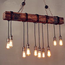 Iwhd-lâmpada estilo loft, luminária pendente industrial com 10 cabeças de madeira, estilo vintage, café, edison, retrô 2024 - compre barato