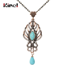 Kinel Vintage Blue Stone Chokers Necklaces Fashion Crystal Flower Pendant Necklace Statement Bohemian Jewelry For Women 2024 - buy cheap