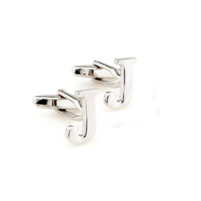 Shirt cuff cufflink silvery letter J cufflink copper material design fashion English letters cufflinks free shipping 2024 - buy cheap