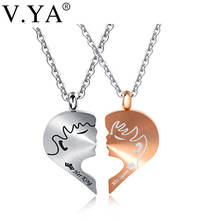 V.Ya Romantic Couple Necklaces Her King His Queen Crown Figure Fashion Stainless Steel Pendant Necklace Lover Jewelry Gifts 2024 - buy cheap