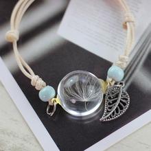 Fashion Women Dry Plant Specimen Bracelet Glass Ball Dandelion Gypsophila Girlfriends Gift 2024 - buy cheap