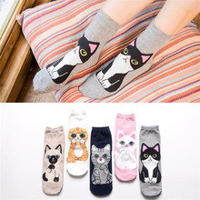 Calcetines de gato Kawaii en 3D para mujer, calcetín con dibujos de animales, Niña de primavera, Harajuku, para invierno 2024 - compra barato