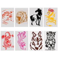 8Pcs Animal Cake Stencils Dragon Horse Tiger Phoenix DIY Kids Painting Scrapbook Templated Stamping Fondant Cake Decorating Tool 2024 - buy cheap
