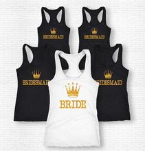 Customize glitter Queen princess Bride crown singlets Bachelorette Bridesmaids Tank tops tees bridal shower t Shirts Party gifts 2024 - buy cheap