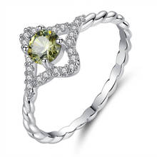 Incrustado redondo anel de zircão verde senhoras anel banhado a ouro branco anel criativo bonito personalidade doce casamento enviar namorada 2024 - compre barato