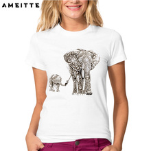 2019 Stylish Swirly Elephants Design Printed T-Shirt Womens Funny Novelty Hipster Animal Short Sleeve Tee Shirt Tops Clothes 2024 - buy cheap