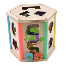 Bloques de madera para bebés, cubo clasificador con forma de cubo cognitivo y a juego, Caja de Inteligencia de reconocimiento para niños, juguete educativo 2024 - compra barato