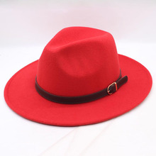 Sombrero Fedora de lana para hombre y mujer, visera ancha, imitación de lana, Jazz, cinturón, fieltro de lanzador, color negro, invierno y otoño, 2019 2024 - compra barato