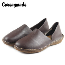 Careaymade-zapatos de piel auténtica hechos a mano para mujer, calzado de ocio para primavera y verano, con tacón plano para fanático de la literatica y el arte, nuevos 2024 - compra barato
