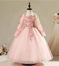 2018 Pink Appliques first communion dresses Girls Vestido Daminha Casamento Party Ball Gown Flower Girl Dresses For Weddings 2024 - buy cheap