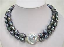 Hot Fashion women designer cheap Jewellery set Mabe Clasp AAA 10-12mm Rice Pearl Necklace 2024 - купить недорого