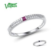 VISTOSO Genuíno 14 K Empilhável Anel de Ouro Branco Para A Senhora Espumante Diamante Fantasia Ruby/Sapphire Engagement Anniversary Jóias Finas 2024 - compre barato