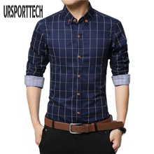 Mens Plaid Shirt 100% Cotton 2019 Spring Autumn Casual Long Sleeve Shirt Soft Comfort Slim Fit Styles Brand Man Clothes M-5XL 2024 - buy cheap