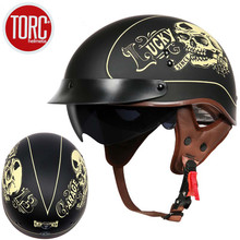 TORC T55 motorcycle helmet vintage helmet retro scooter half helmet with inner visor lens casco moto DOT capacete 2024 - buy cheap