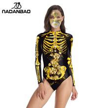 Nadanbao-maiô estampado 3d para o verão, uma peça, traje de banho feminino, estampa caveira, halloween, novidades, 2021 2024 - compre barato