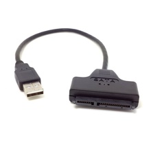 100pcs/lots USB 2.0 to SATA 22PIN 15+7 Pin Data and Power Cable Adapter For 2.5 inch HDD SSD 2024 - buy cheap