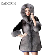 High Quality Luxury Winter Warm Women Faux Fox Fur Coat With Fur Hooded Long Faux Fur Jacket Women Parka gilet fourrure femme 2024 - buy cheap