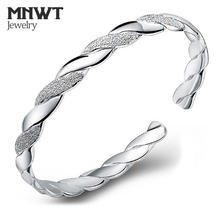 MNWT серебряные ювелирные браслеты для женщин матовые плетеные посеребренные браслеты открытый дизайн размер регулируемые женские браслеты 2024 - купить недорого