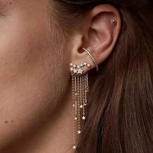 Pendientes con borlas para mujer, aretes con estilo dorado/estrella plateada, pendientes de cristal largos, joyería colgante para mujer 2024 - compra barato