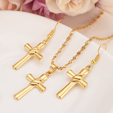 Colar de pingente dourado de cruz jesus, conjuntos de joias em ouro cristão, joias para mulheres e meninas, melhor presente 2024 - compre barato