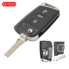 Пульт дистанционного управления Keyecu Keyless-Go Flip, 3 кнопки, 434 МГц, чип ID48 для Volkswagen MQB Golf VII MK7,Skoda Octavia A7 2017 2024 - купить недорого