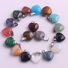 Wholesale 50pcs/lot Mahagony Obsidian Natural Stone 16mm Charms Love Heart Necklace Pendants for Jewelry Making Free Shipping 2024 - buy cheap