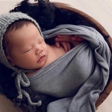 Knitted Baby Stretch Wrap Swaddle Newborn Photography Wrap Infant Shooting Props Baby Blanket Newborn Photography Accessories 2024 - купить недорого