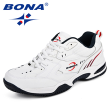 Bona tênis masculino de couro, calçado esportivo popular para treino ao ar livre, calçado confortável 2024 - compre barato