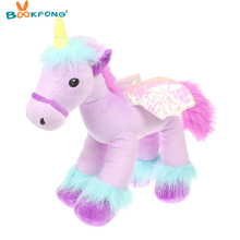 BOOKFONG 35cm Lovely Flying Horse Purple Angel Unicorn Plush Toy Baby Dolls Stuffed Animal Toys for Children Birthday Gift Toys 2024 - buy cheap