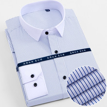 New Arrived Mens shirts Brand Long sleeve striped Man Smart Social Dress Shirts White Blue Splice Male Clothing Big Size 4XL 2024 - buy cheap