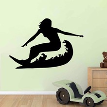 ZOOYOO Surfing Girl Wall Sticker Home Decor Removable Living Room Decoration Kids Children Room Wall Decals Nursery Art Murals 2024 - buy cheap